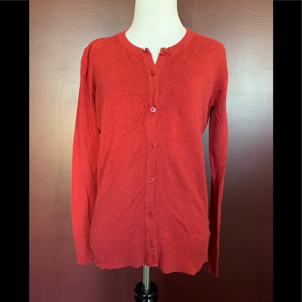 Merona red button up cardigan